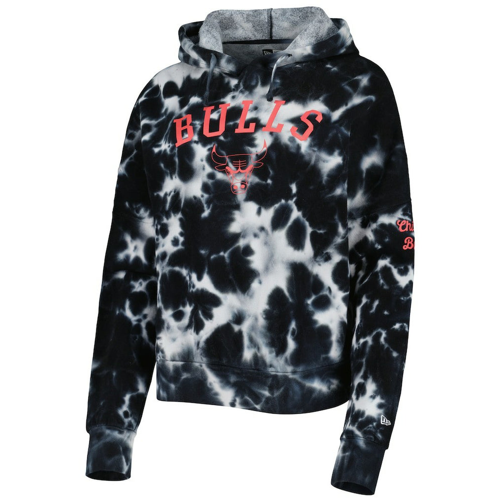 Chicago Bulls Women's Brushed Cotton Tie-Dye Pullover Hoodie Black