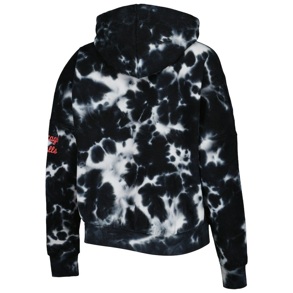 Chicago Bulls Women's Brushed Cotton Tie-Dye Pullover Hoodie Black