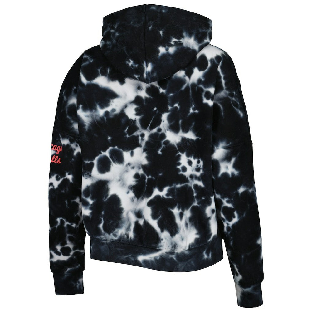 Chicago Bulls Women's Brushed Cotton Tie-Dye Pullover Hoodie Black