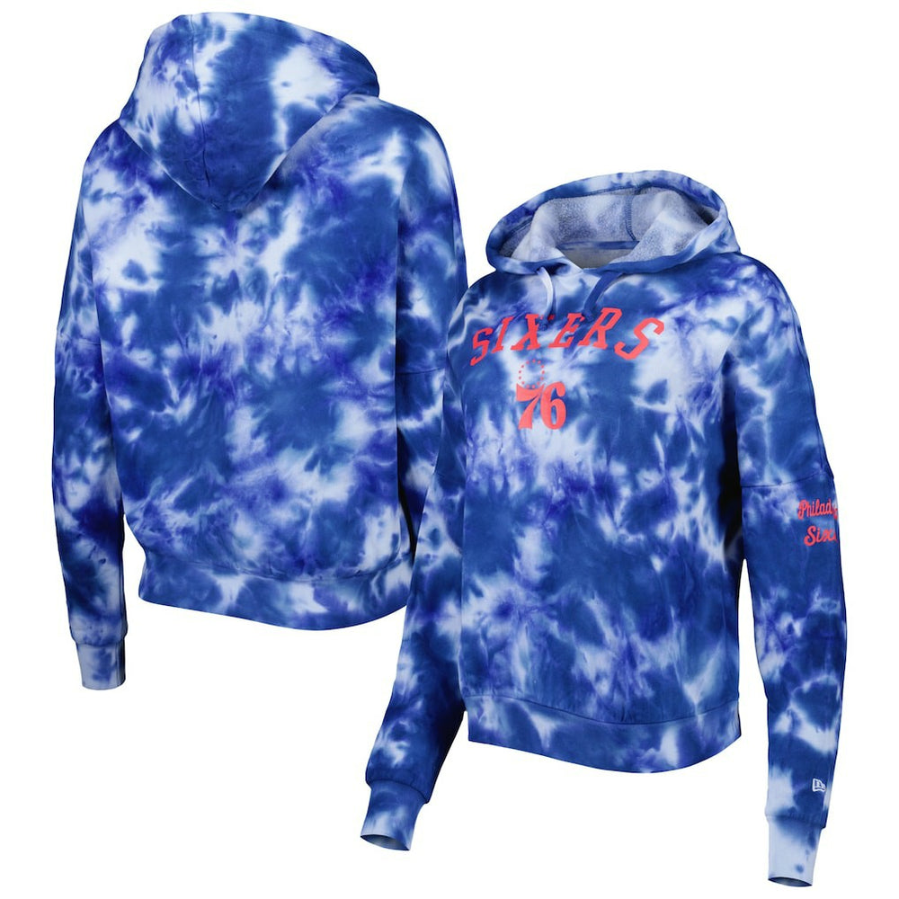 Philadelphia 76ers Women's Brushed Cotton Tie-Dye Pullover Hoodie Royal