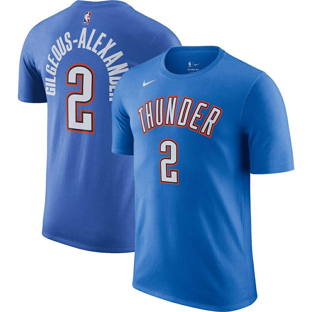 Shai Gilgeous-Alexander Oklahoma City Thunder Icon 2022/23 Name & Number T-Shirt Blue