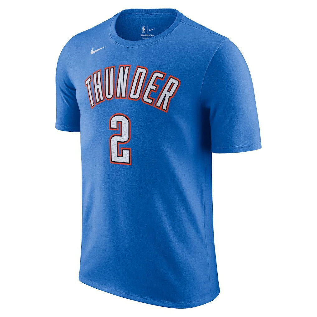 Shai Gilgeous-Alexander Oklahoma City Thunder Icon 2022/23 Name & Number T-Shirt Blue