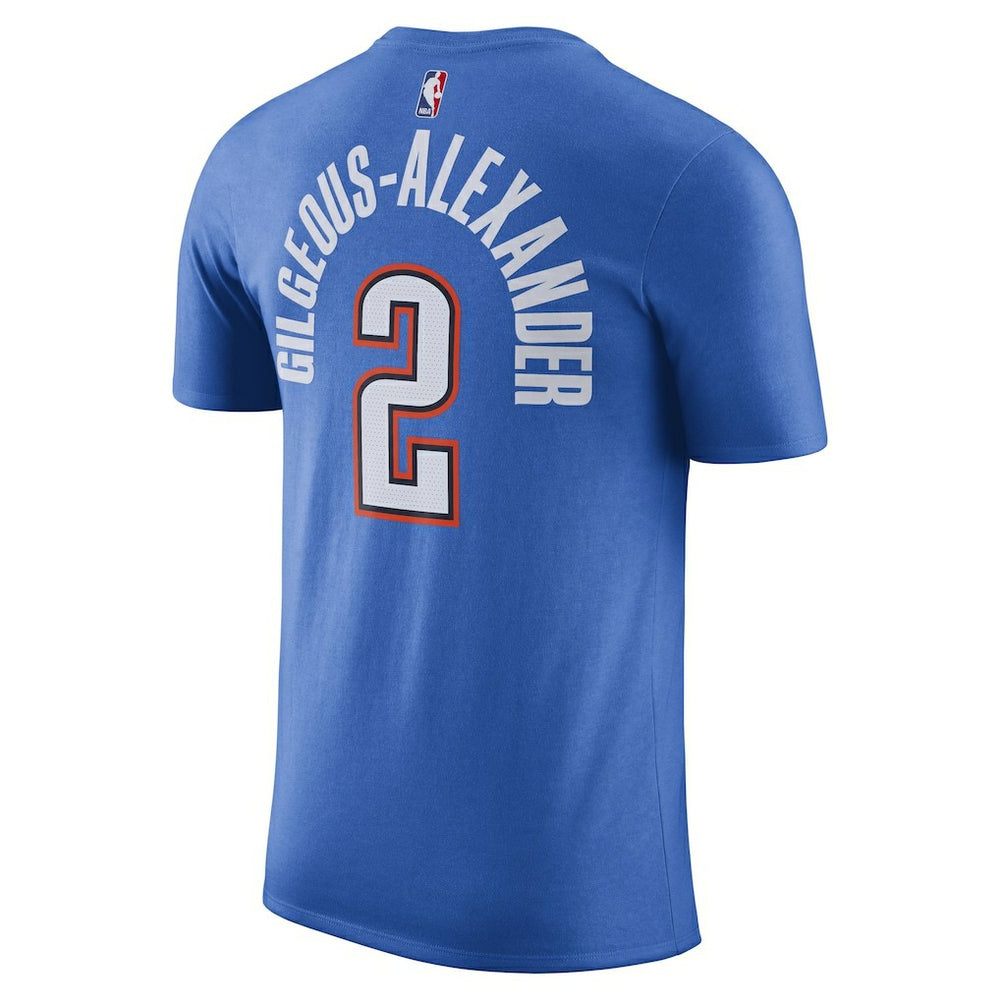 Shai Gilgeous-Alexander Oklahoma City Thunder Icon 2022/23 Name & Number T-Shirt Blue