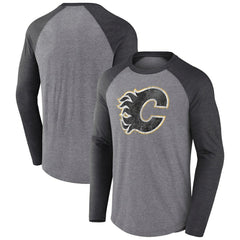 NHL Calgary Flames Fanatics Special Edition Long Sleeve Tri-Blend Raglan T-Shirt - Heather Gray