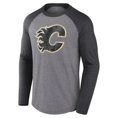 NHL Calgary Flames Fanatics Special Edition Long Sleeve Tri-Blend Raglan T-Shirt - Heather Gray