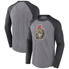NHL Ottawa Senators Fanatics Special Edition Long Sleeve Tri-Blend Raglan T-Shirt - Heather Gray