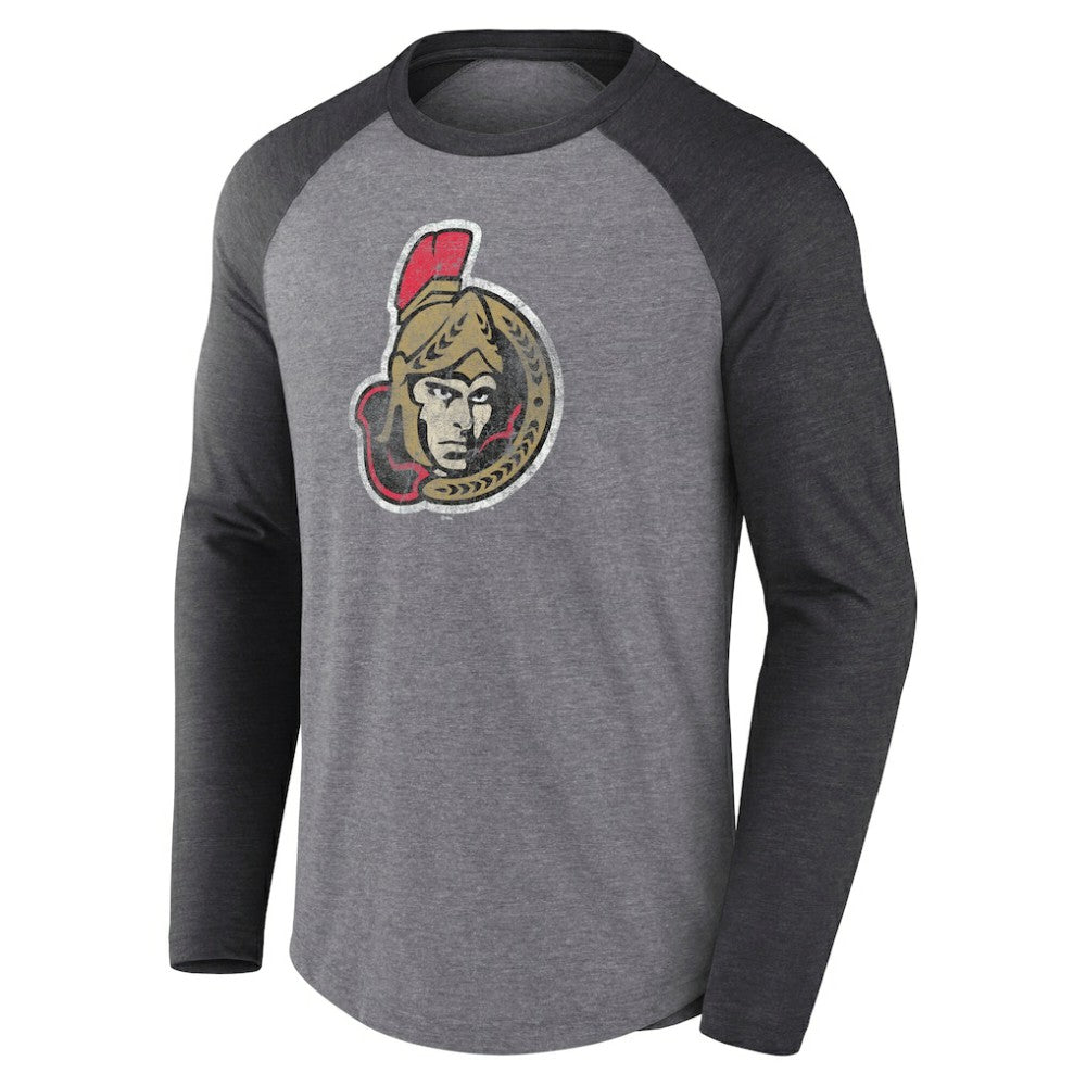 NHL Ottawa Senators Fanatics Special Edition Long Sleeve Tri-Blend Raglan T-Shirt - Heather Gray