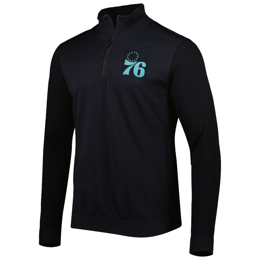 Philadelphia 76ers Levelwear Nano Engineered Knit Fabric Quarter-Zip Jacket Black