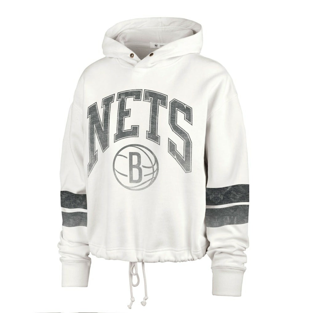 Brooklyn Nets '47 Women's Emerson Stripe Cropped Pullover Hoodie Cream