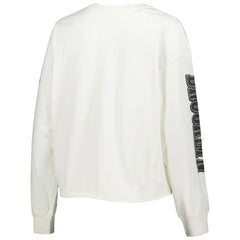 Brooklyn Nets '47 Women's Parkway Brush Back Long Sleeve Cropped T-Shirt Cream