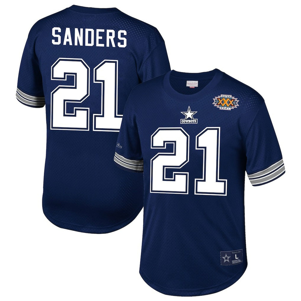 Deion Sanders Dallas Cowboys Retired Player Name & Number Mesh Top Navy