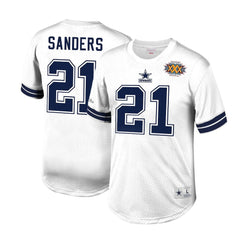 Deion Sanders Dallas Cowboys Retired Player Name & Number Mesh Top White