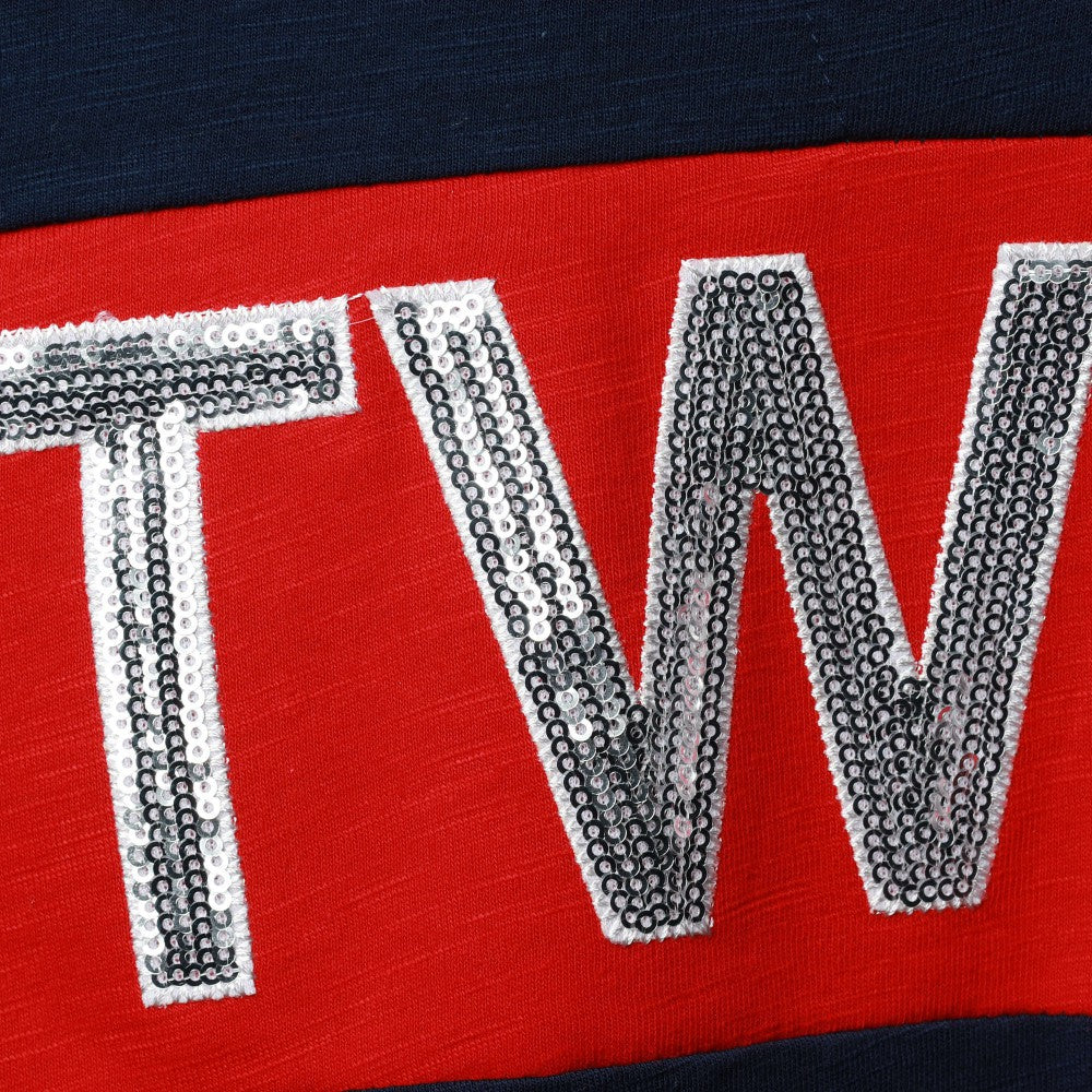 Minnesota Twins Touch Women's Lead Off Notch Neck T-Shirt - Navy/Red T-shirts