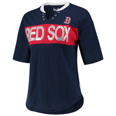 Boston Red Sox Touch Women's Lead Off Notch Neck T-Shirt - Navy/Red T-shirts