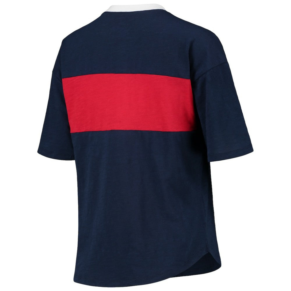 Boston Red Sox Touch Women's Lead Off Notch Neck T-Shirt - Navy/Red T-shirts