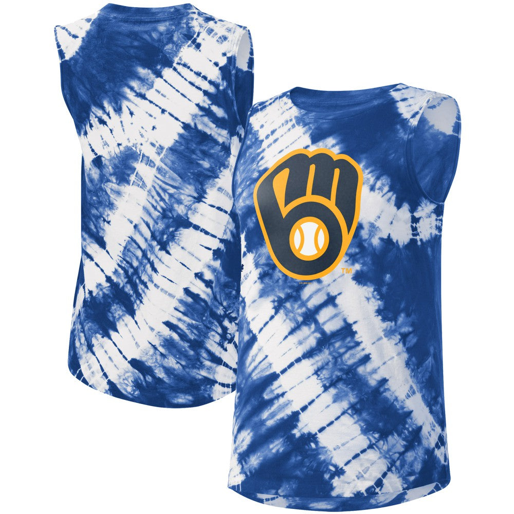 Milwaukee Brewers Touch Women's Money Ball Tie-Dye Tank Top - Blue Tanks