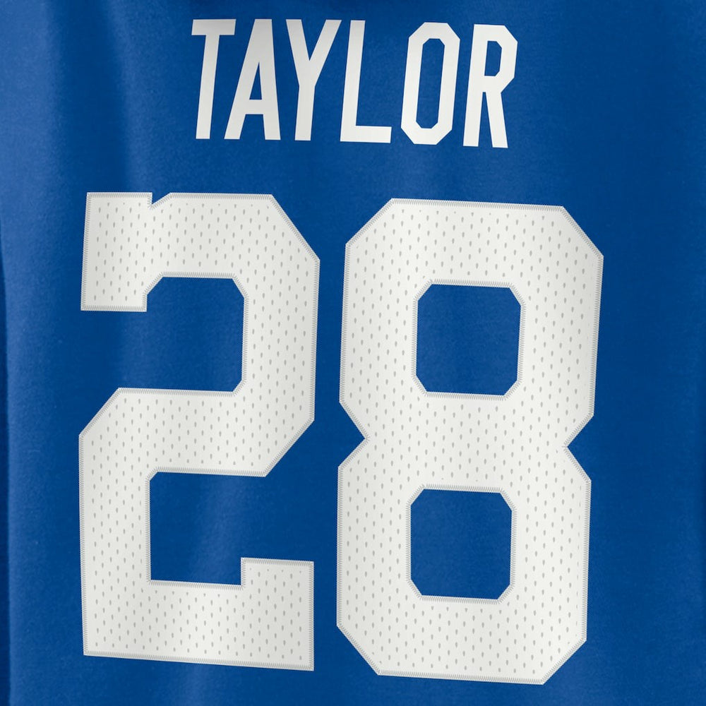 Jonathan Taylor Indianapolis Colts Women's Player Icon Name & Number V-Neck Pullover Hoodie Royal