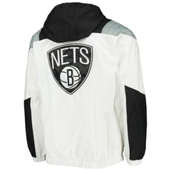 Brooklyn Nets Starter Striker Crinkle Half-Zip Hoodie Jacket White