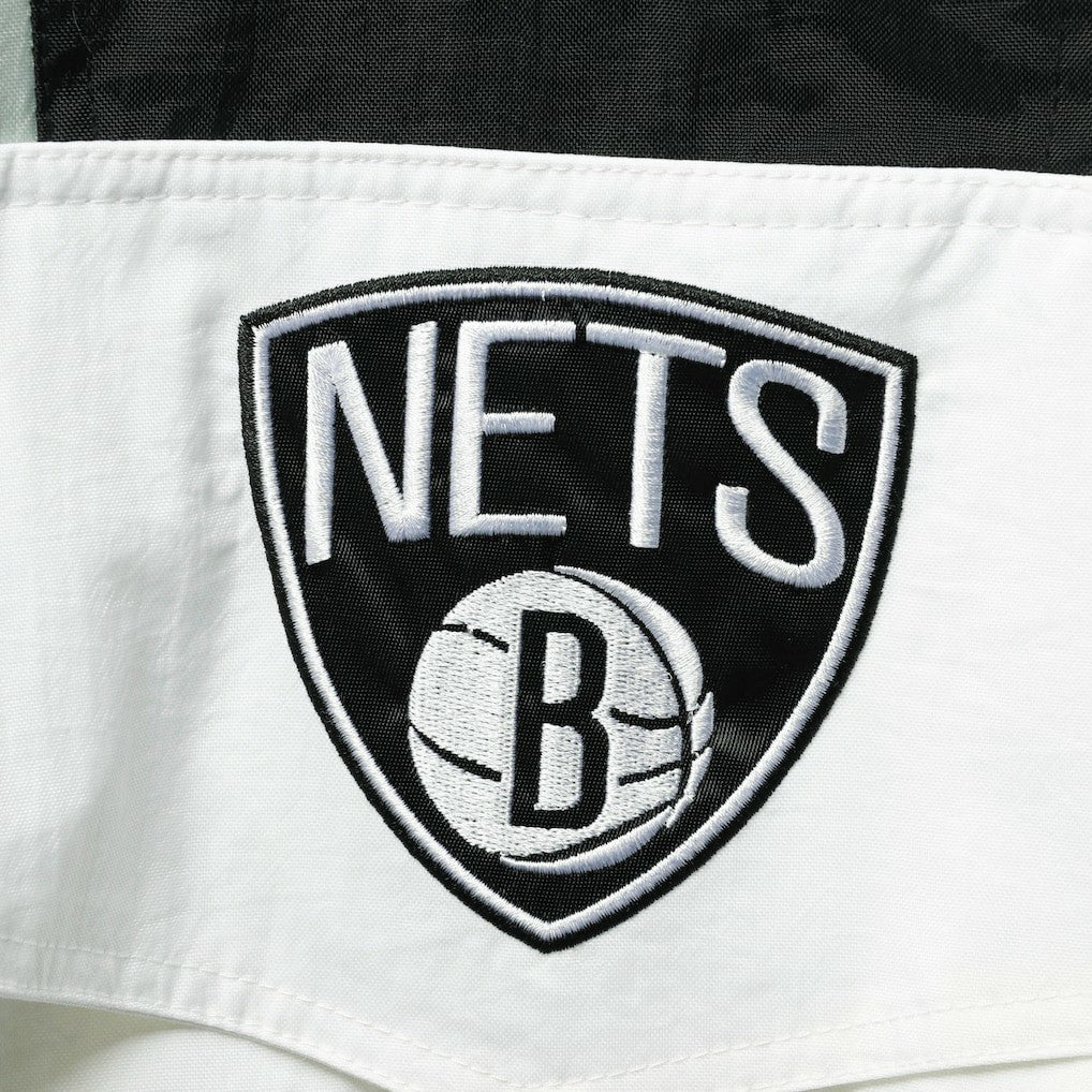 Brooklyn Nets Starter Striker Crinkle Half-Zip Hoodie Jacket White