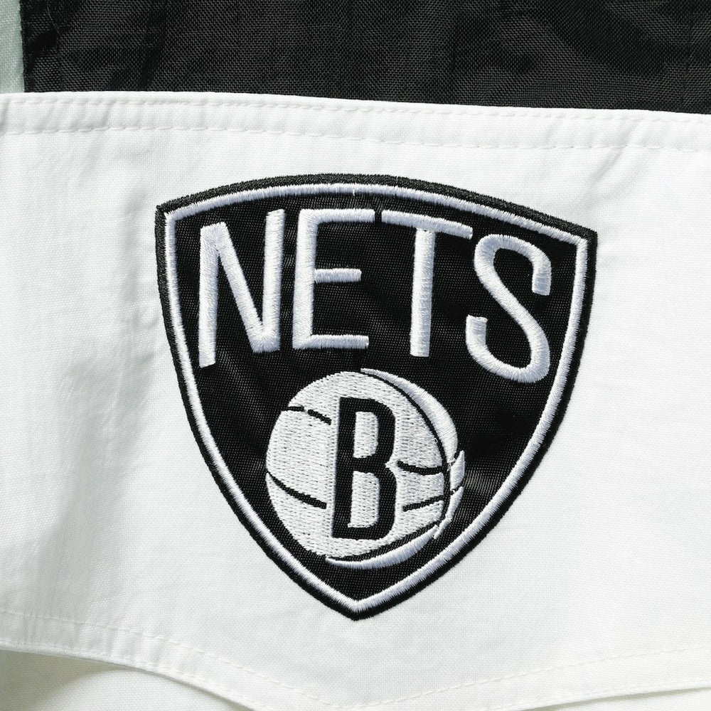 Brooklyn Nets Starter Striker Crinkle Half-Zip Hoodie Jacket White