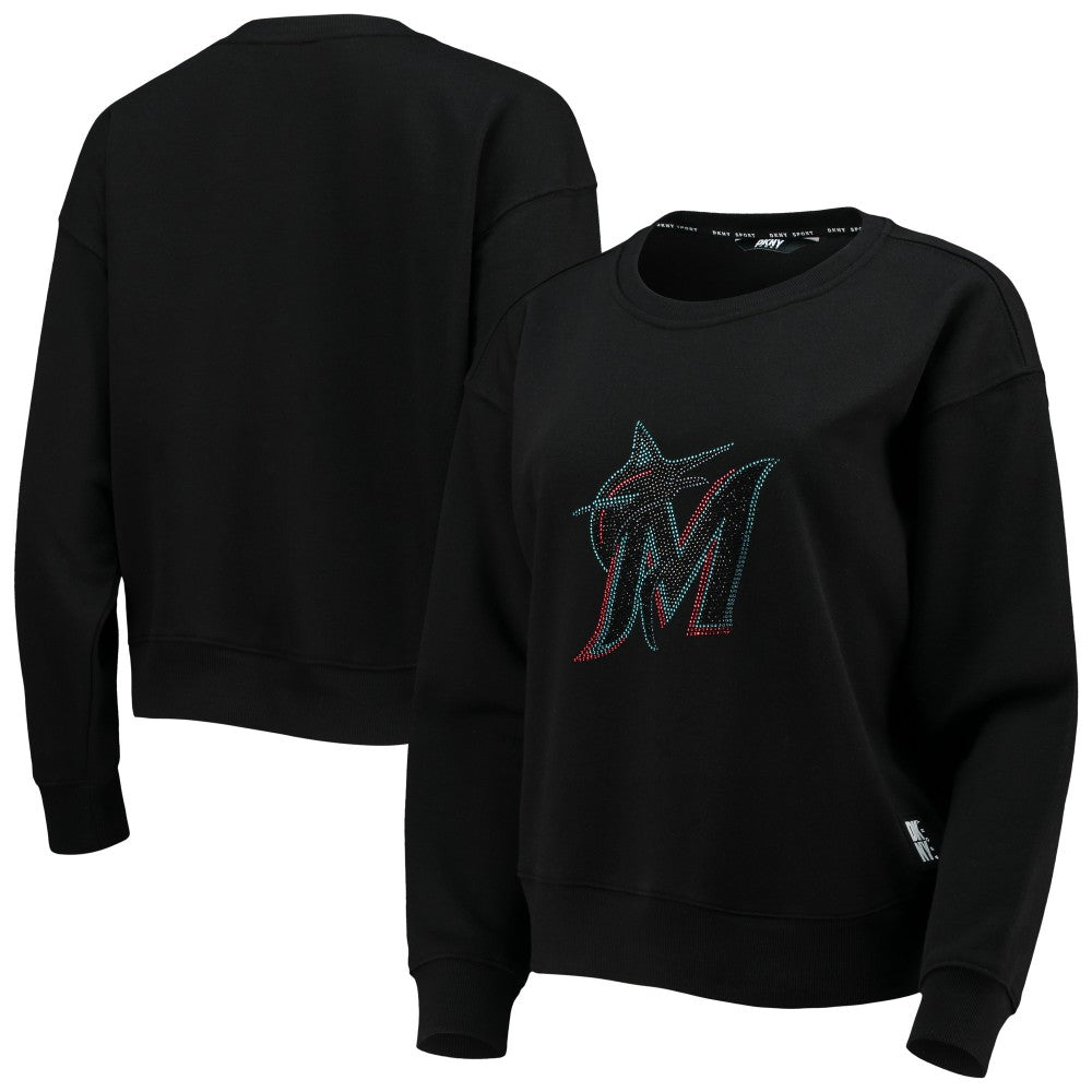 Miami Marlins DKNY Sport Women's Carrie Pullover Sweatshirt - Black Pullover