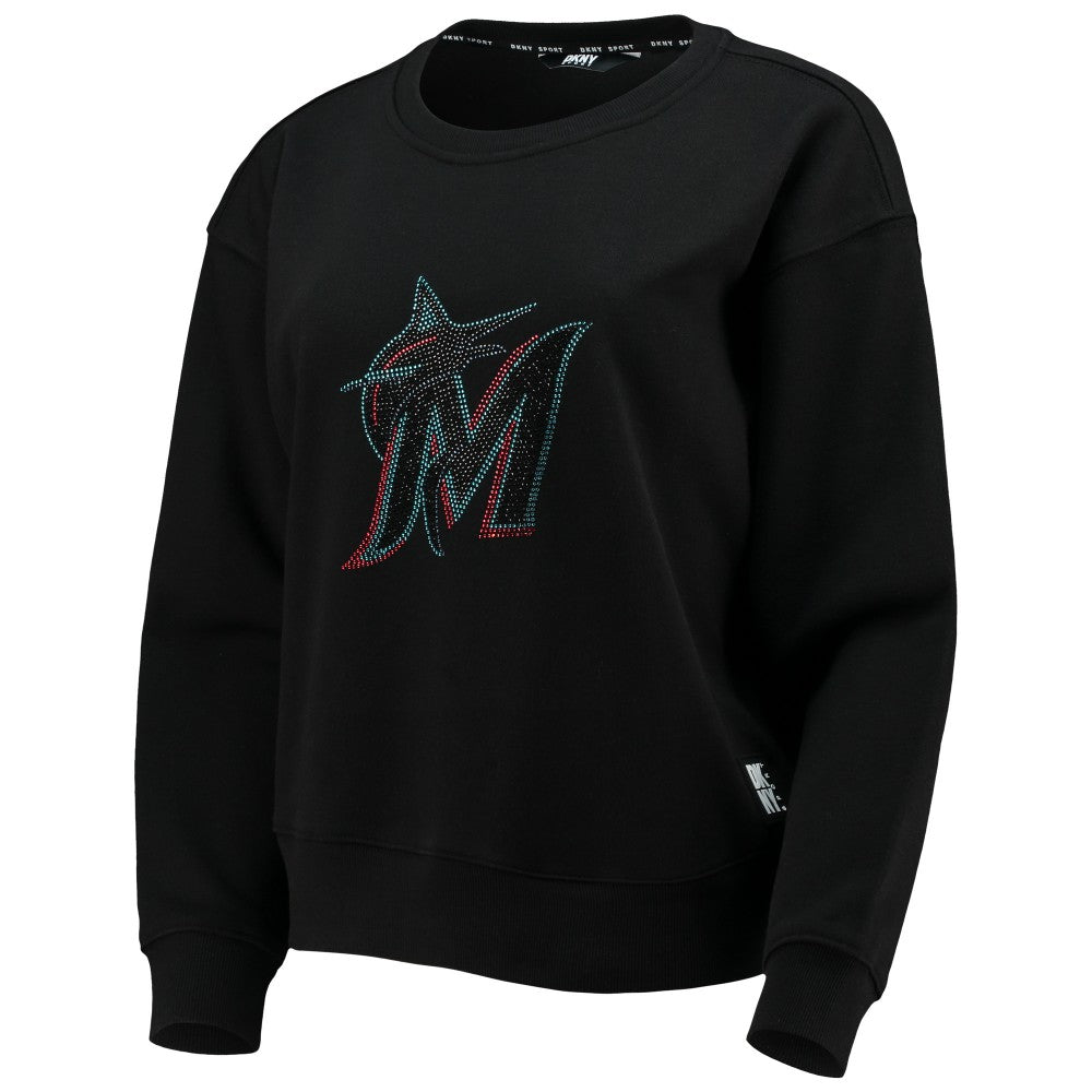 Miami Marlins DKNY Sport Women's Carrie Pullover Sweatshirt - Black Pullover