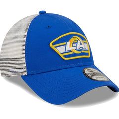 Los Angeles Rams New Era Logo Patch Trucker 9FORTY Snapback Hat Royal/White