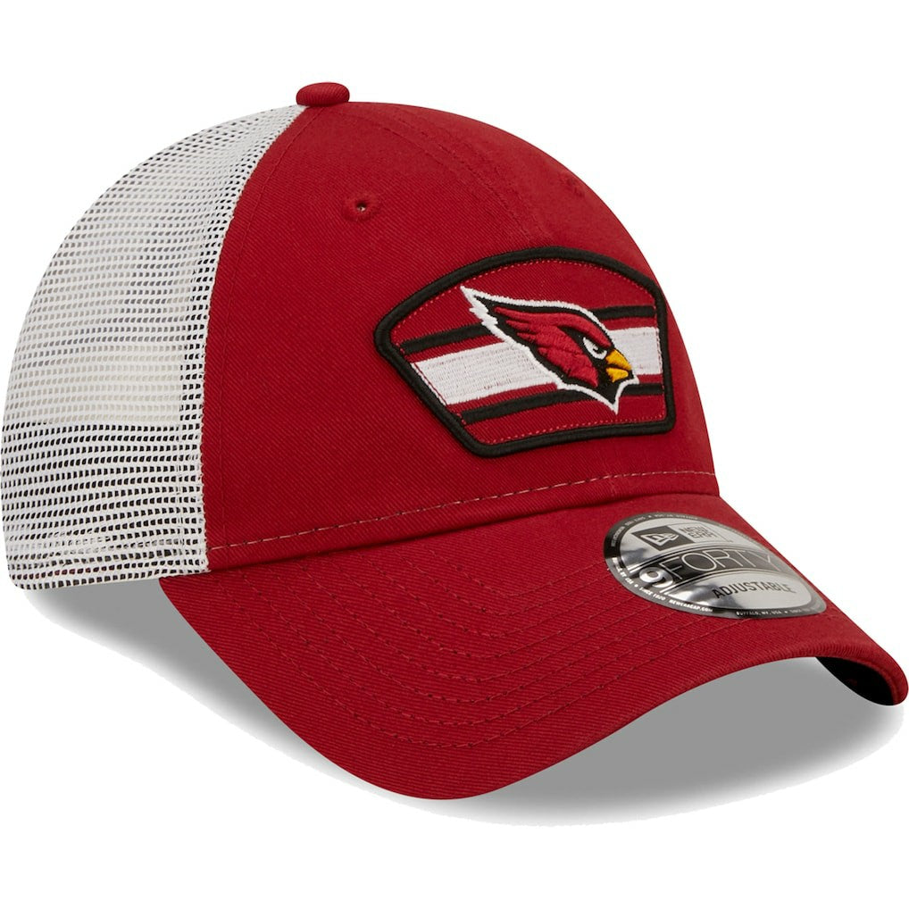 Arizona Cardinals New Era Logo Patch Trucker 9FORTY Snapback Hat Cardinal/White