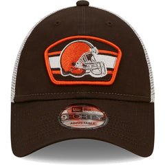 Cleveland Browns New Era Logo Patch Trucker 9FORTY Snapback Hat Brown/White