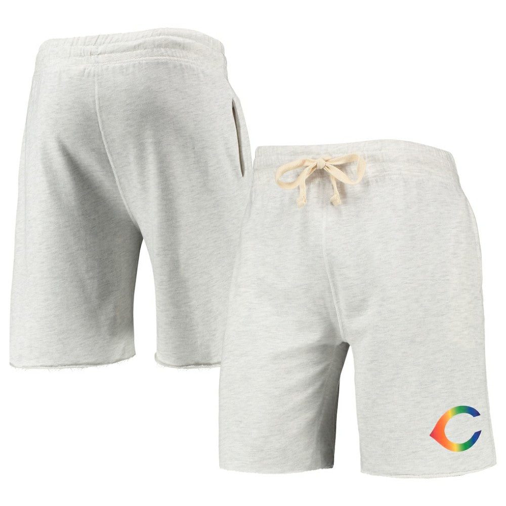 Cincinnati Reds Concepts Sport Mainstream Logo Terry Tri-Blend Shorts - Oatmeal Shorts