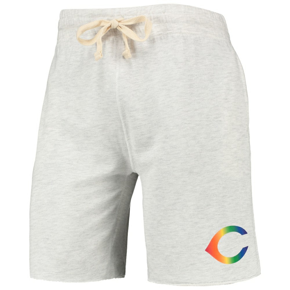 Cincinnati Reds Concepts Sport Mainstream Logo Terry Tri-Blend Shorts - Oatmeal Shorts