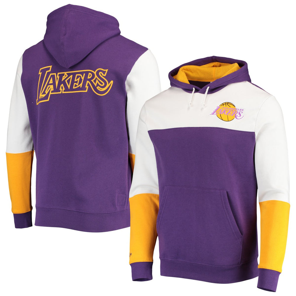 Los Angeles Lakers Hardwood Classics Fusion 2.0 Colorblock Pullover Hoodie Purple