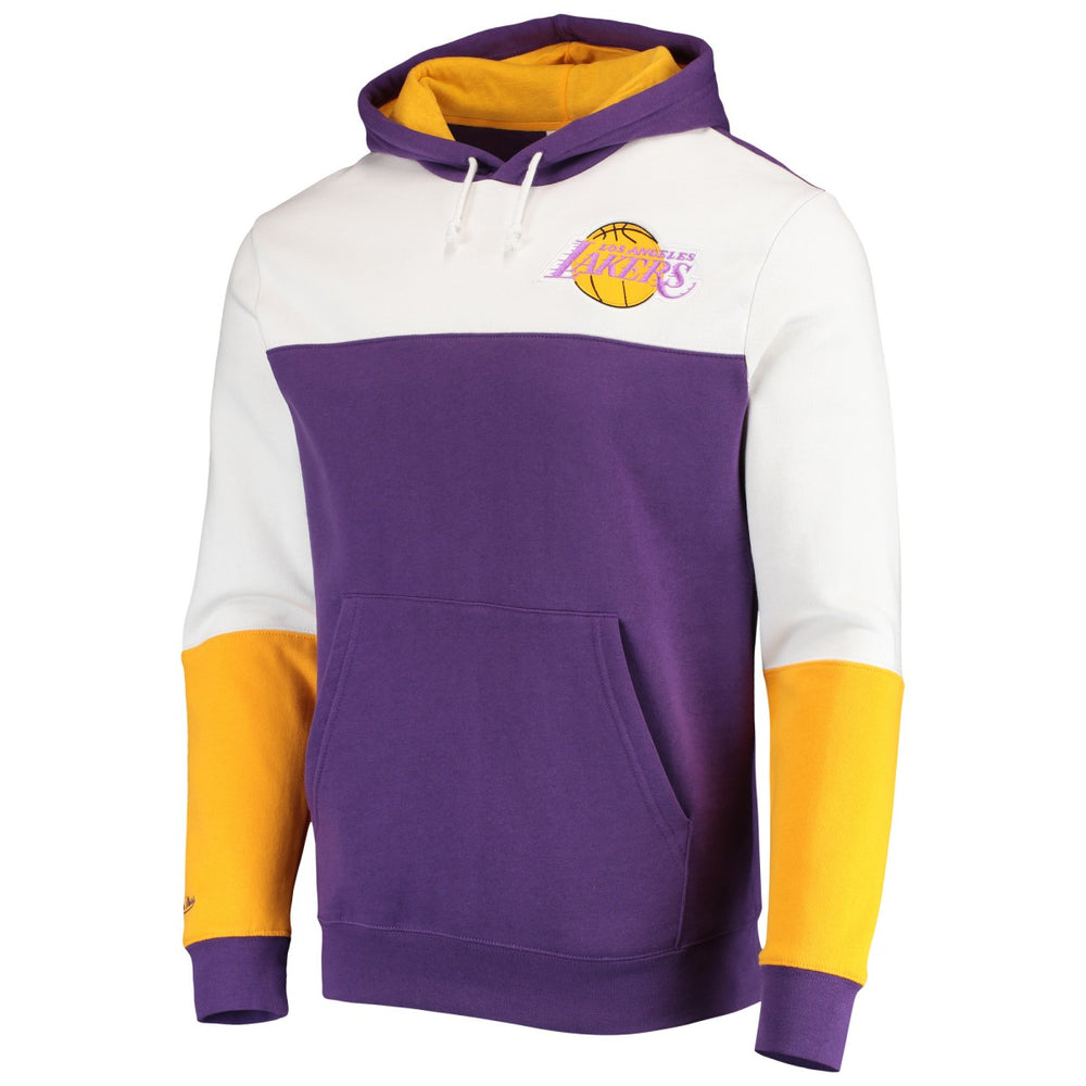 Los Angeles Lakers Hardwood Classics Fusion 2.0 Colorblock Pullover Hoodie Purple