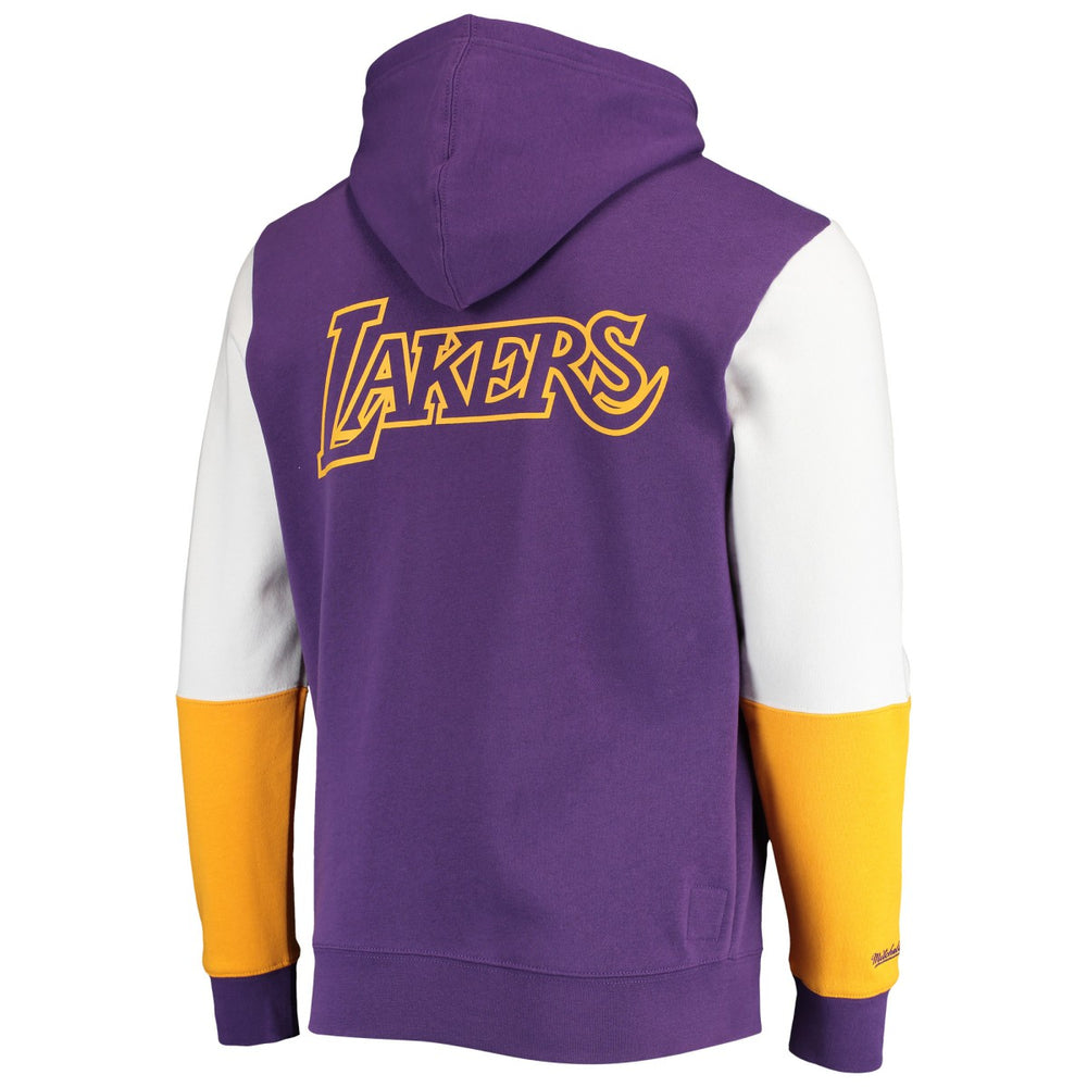 Los Angeles Lakers Hardwood Classics Fusion 2.0 Colorblock Pullover Hoodie Purple