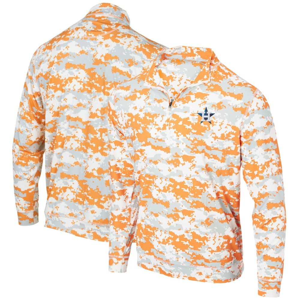 Houston Astros Digital Camo Performance Quarter-Zip Pullover Jacket - Orange Jackets