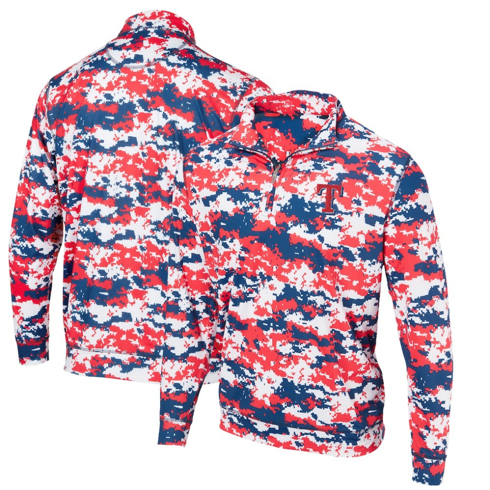 Texas Rangers Digital Camo Performance Quarter-Zip Pullover Jacket - Red Jackets