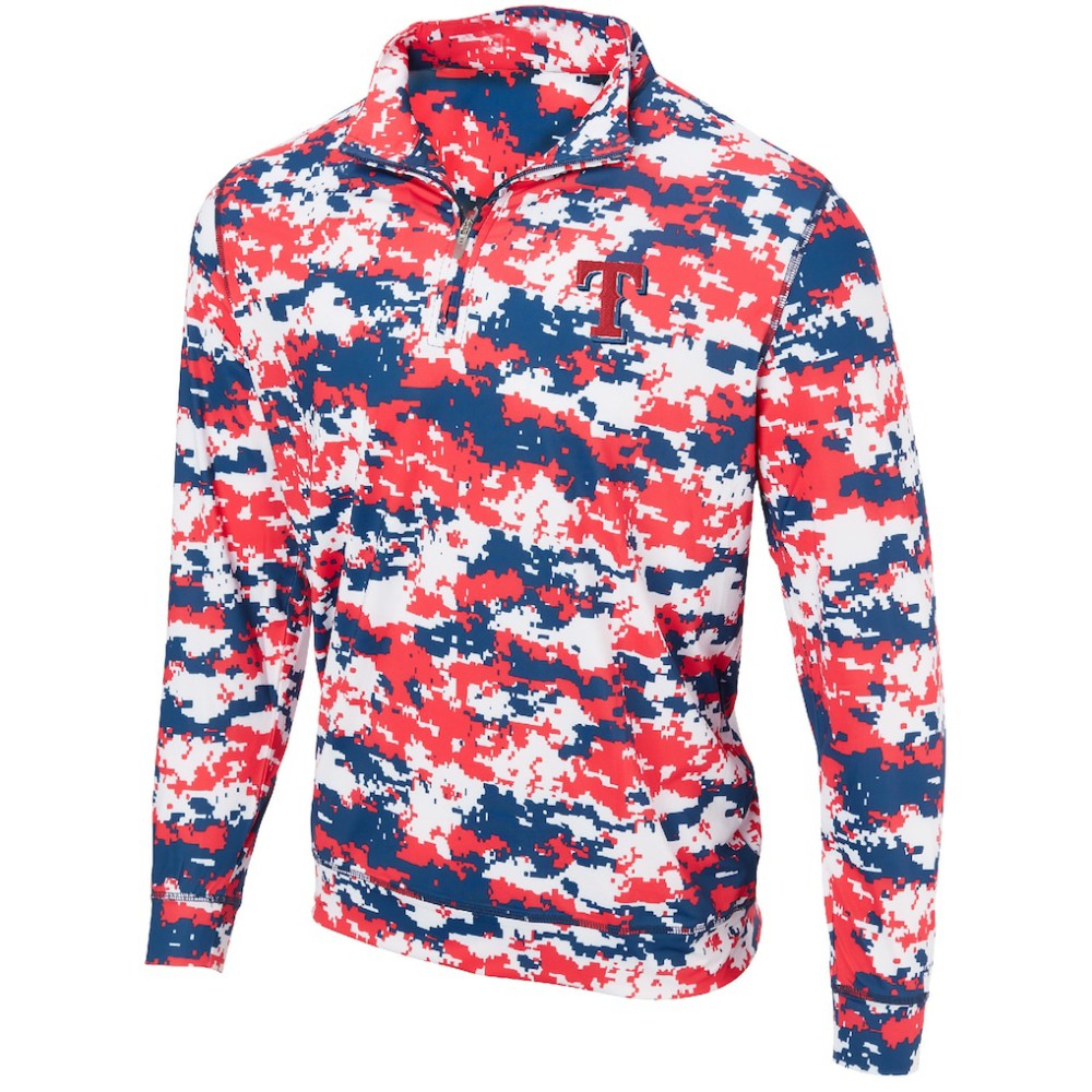 Texas Rangers Digital Camo Performance Quarter-Zip Pullover Jacket - Red Jackets
