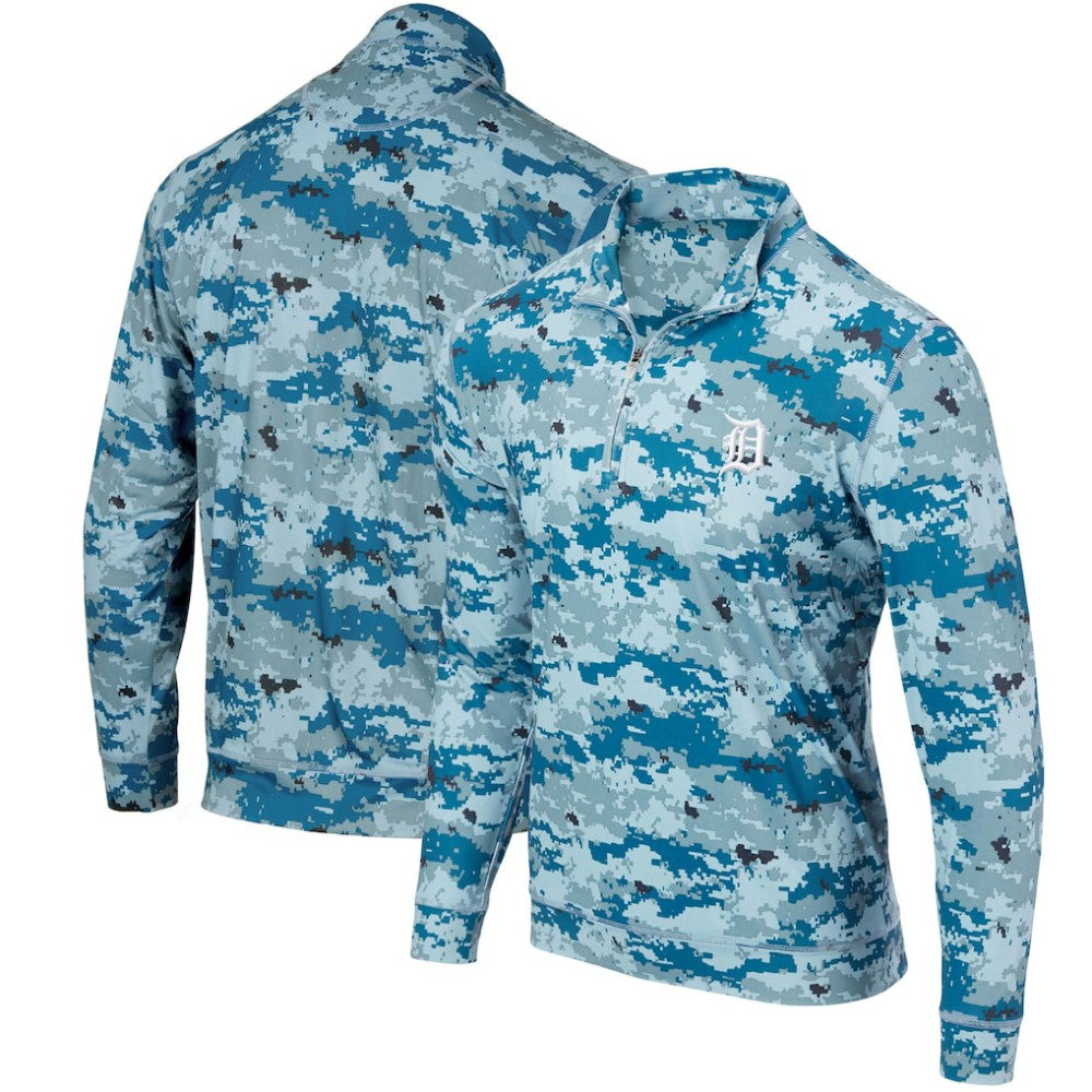 Detroit Tigers Digital Camo Performance Quarter-Zip Pullover Jacket - Blue Jackets