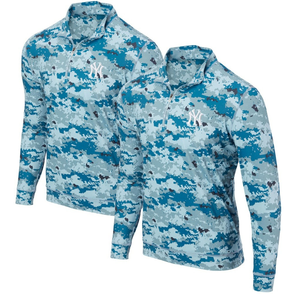 New York Yankees Digital Camo Performance Quarter-Zip Pullover Jacket - Blue Jackets