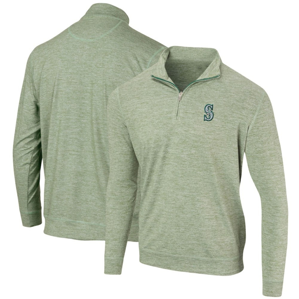 Seattle Mariners Peached Marled Yarn Quarter-Zip Pullover Jacket - Heathered Green Jackets
