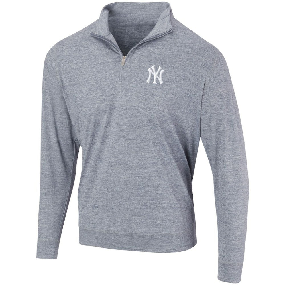 New York Yankees Peached Marled Yarn Quarter-Zip Pullover Jacket - Heathered Navy Jackets