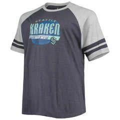 NHL Seattle Kraken Big & Tall Raglan T-Shirt - Heathered Deep Sea Blue