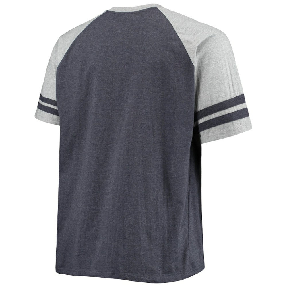 NHL Seattle Kraken Big & Tall Raglan T-Shirt - Heathered Deep Sea Blue