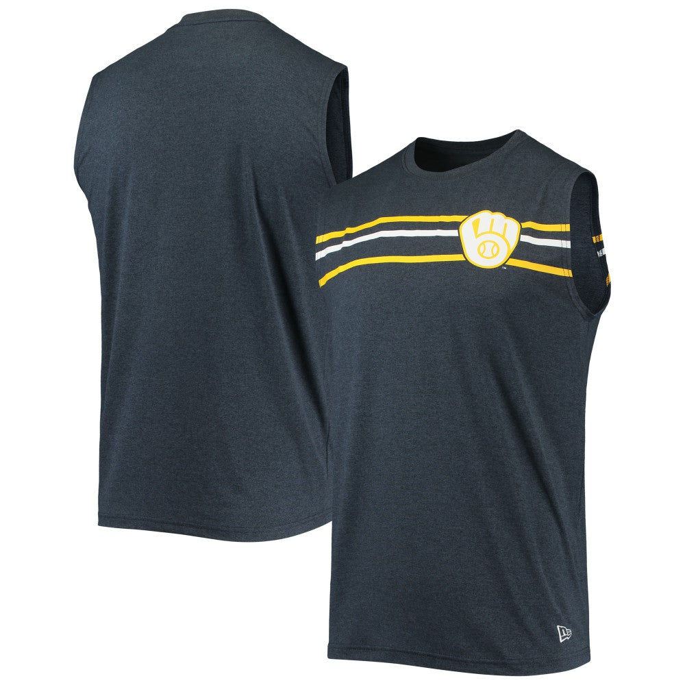 Milwaukee Brewers New Era Muscle Tank Top - Heathered Navy Tanks