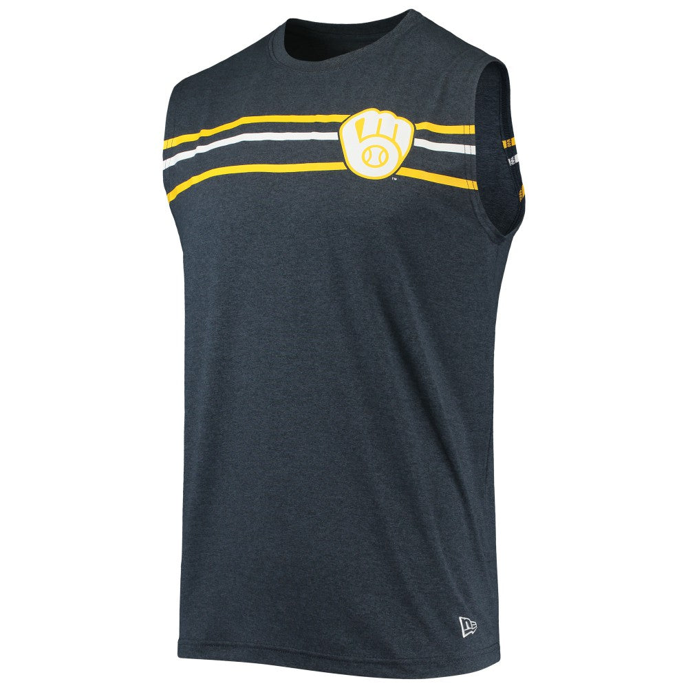 Milwaukee Brewers New Era Muscle Tank Top - Heathered Navy Tanks