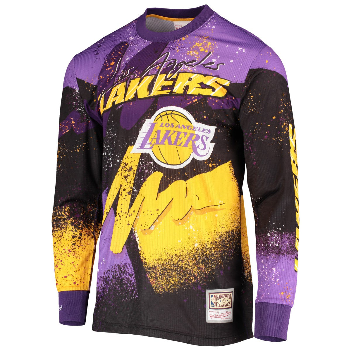 Los Angeles Lakers Hardwood Classics Hyper Hoops Moto Sublimated Long Sleeve T-Shirt Purple