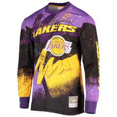 Los Angeles Lakers Hardwood Classics Hyper Hoops Moto Sublimated Long Sleeve T-Shirt Purple