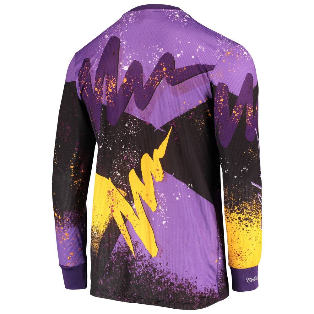 Los Angeles Lakers Hardwood Classics Hyper Hoops Moto Sublimated Long Sleeve T-Shirt Purple