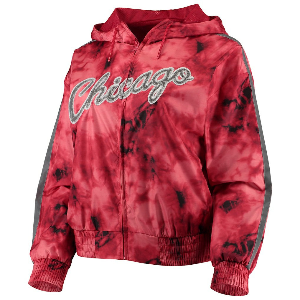 Chicago Bulls Women's Galaxy Sublimated Windbreaker Pullover Full-Zip Hoodie Red