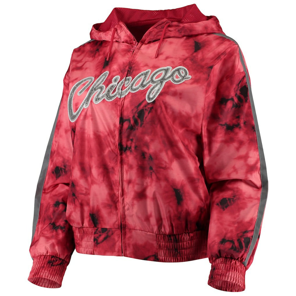Chicago Bulls Women's Galaxy Sublimated Windbreaker Pullover Full-Zip Hoodie Red